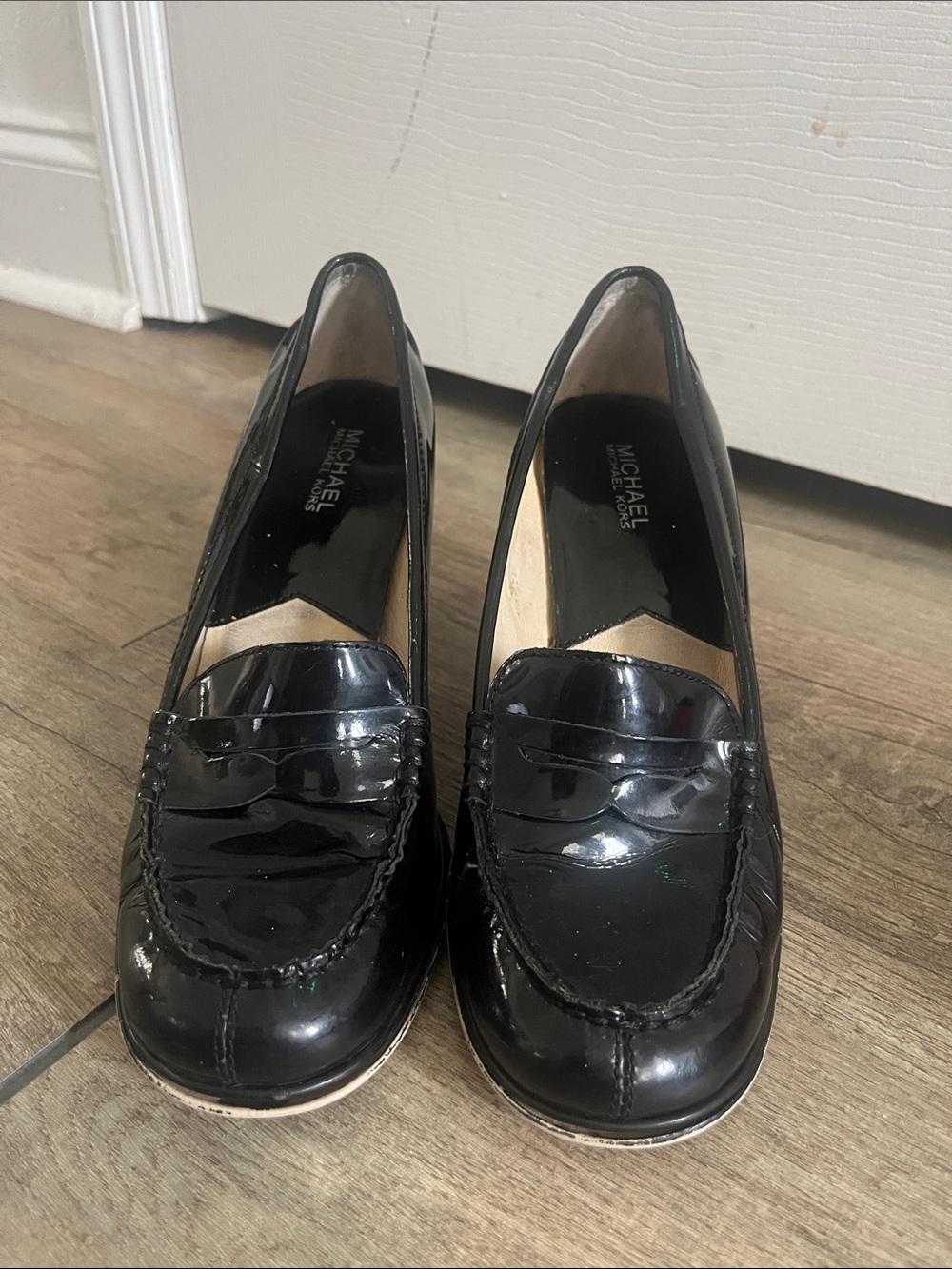 Michael Kors Black Patent Leather Penny Loafers